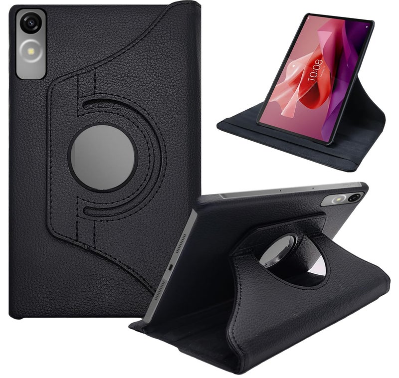 CEDO Lenovo Tab P12 (12.7 inch) Flip Cover | Leather Finish | 360 Degree Rotate Back Cover | Shockproof Back Cover Case for Lenovo Tab P12 (12.7 inch) (Black) - Image 1