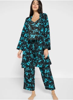 5Pc Pyjama Set Cami Top With Night Robe, Slip, Short & Pant