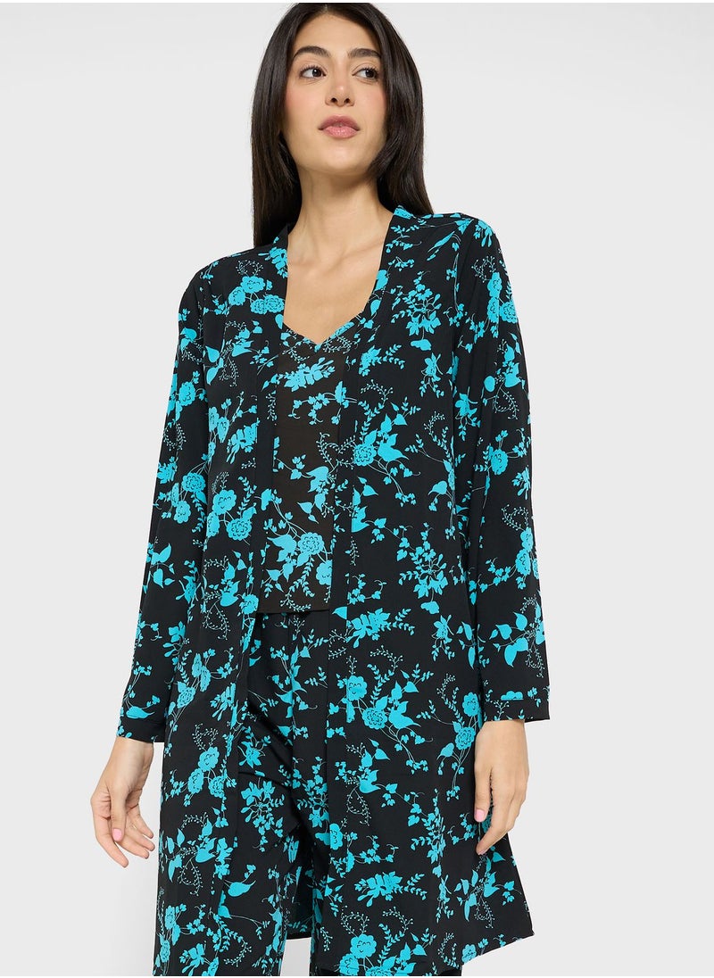 ELLA - 5Pc Pyjama Set Cami Top With Night Robe, Slip, Short & Pant - Image 1