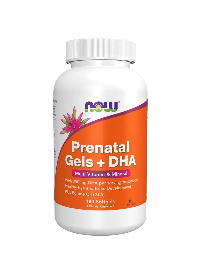 now مكملات جيل ما قبل الولادة + DHA مع 250 ملغ DHA لكل حصة بالإضافة إلى زيت البوراج (GLA) 180 كبسولة لينة - Image 2