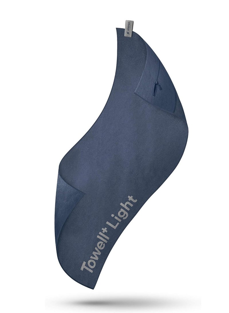 STRYVE Towell+Micro Sports Towel (105 x 42.5 cm) with Magnet, Non-Slip Protection & Zip Pocket, Body & Device Side, Gym Towel, Microfibre Cloths, True Blue  - Image 1
