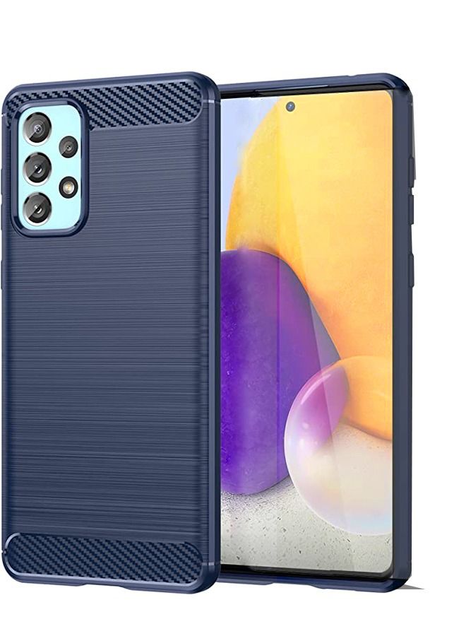 TEAM LUXURY Samsung Galaxy A73 Case Cover, Flexible Shock-Absorbing TPU Protective Protector Cover and Slim Soft Cell Accessories Protective Gaxaly A73 Women Men Carbon Fiber Navy Blue - Image 1