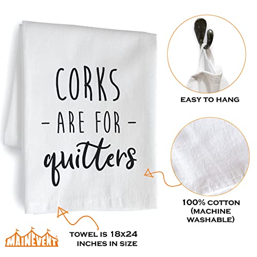 MAINEVENT Corks Are For Quitters 18x24 Inch White Cotton Hand Towel - Image 4
