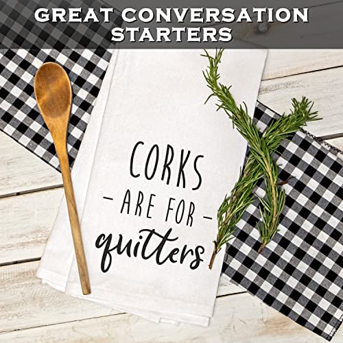 MAINEVENT Corks Are For Quitters 18x24 Inch White Cotton Hand Towel - Image 3