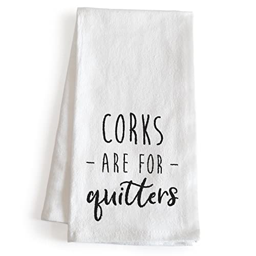 MAINEVENT Corks Are For Quitters 18x24 Inch White Cotton Hand Towel - Image 1