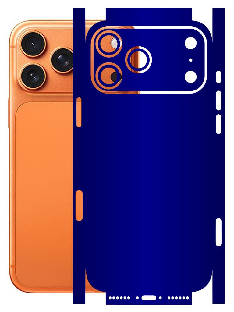 AtOdds - Full Body Back Screen Guard Protector Film - Lamination Wrap Skin Sticker for iPhone 17 Pro Max | Scratchproof Matte Finish (Design - Cobalt Blue) - Image 1