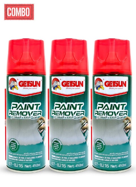 GETSUN 3-Piece Combo Paint Remover Spray Multi Purpose Advanced Paint Remover Spray Efficient Peeling Leave No Trace 450ml GT-8216
