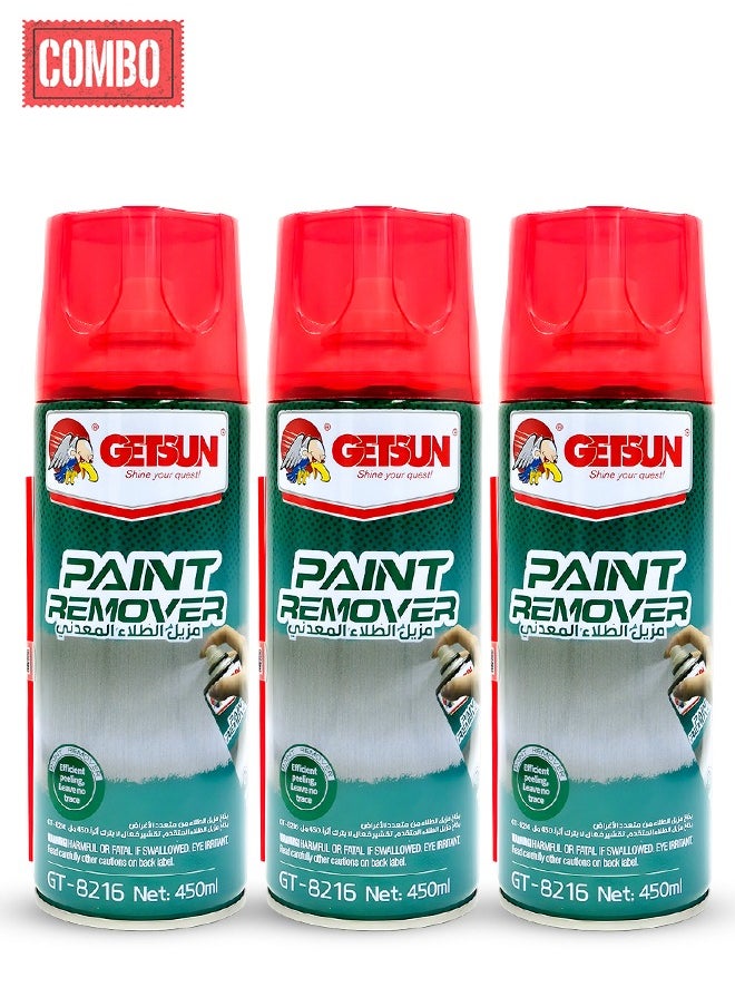 GETSUN 3-Piece Combo Paint Remover Spray Multi Purpose Advanced Paint Remover Spray Efficient Peeling Leave No Trace 450ml GT-8216