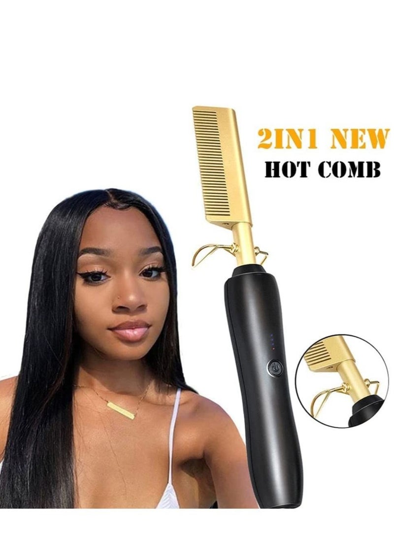2 in 1 Hot Comb Straightener Electric Hair Straightener Hair Curler Wet Dry Use Hair Flat Irons Hot Heating Comb For Hair - Image 5