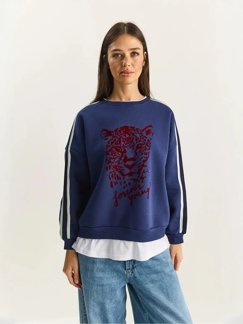 بيانكو لوتشي LUCCI Crew Neck Printed Sweatshirt