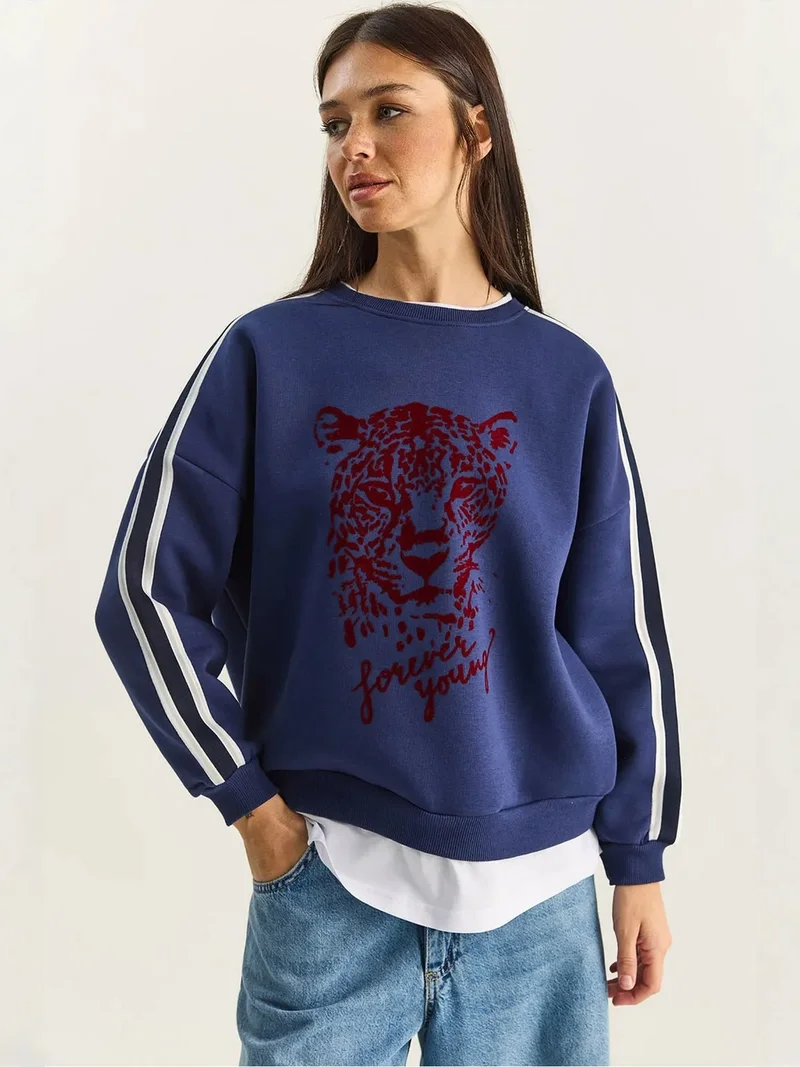 بيانكو لوتشي LUCCI Crew Neck Printed Sweatshirt