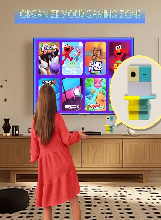 حامل جداري من YJNBEST متوافق مع جهاز Nex Playground، حامل مطبوع بتقنية ثلاثية الأبعاد مع حامل مخفي لجهاز التحكم عن بعد، مناسب لملحقات Nex Playground، مثالي لإعداد ألعاب عائلية، أخضر نعناعي وأصفر ليموني - Image 2