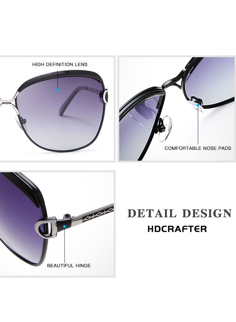 HDCRAFTER Women's Oversized Frame Polarized UV Imitation Sunglasses - Image 3