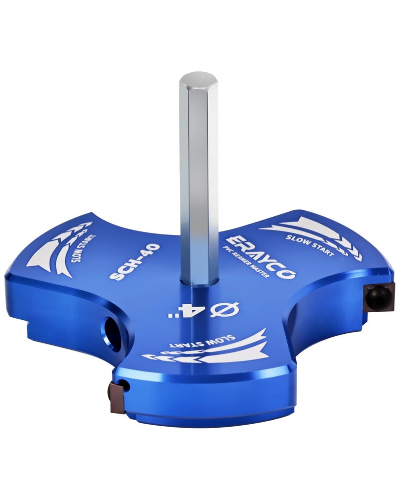 ERAYCO 4 Inch Triple Blade PVC Pipe Reamer Plastic Pipe Fitting Reamer Fit into Standard 12 Drills for Use with SCH40 PVC ABS CPVC Pipe - Image 2