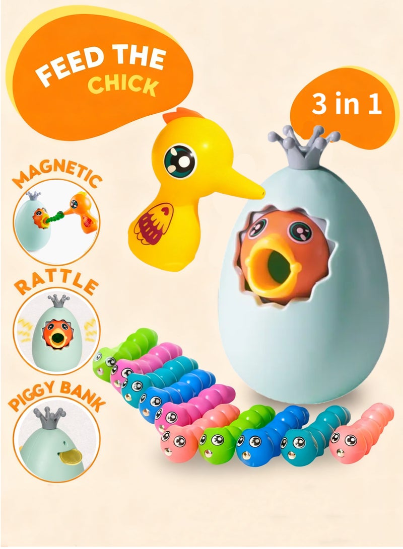 TFIXOL Feed the Bird 3 in 1 Montessori Toy, Sorting Game, Tumbler & Piggy Bank with Magnetic Worms for Toddlers, Educational Learning Toys for Fine Motor Skills, Color Recognition & Counting - Image 1