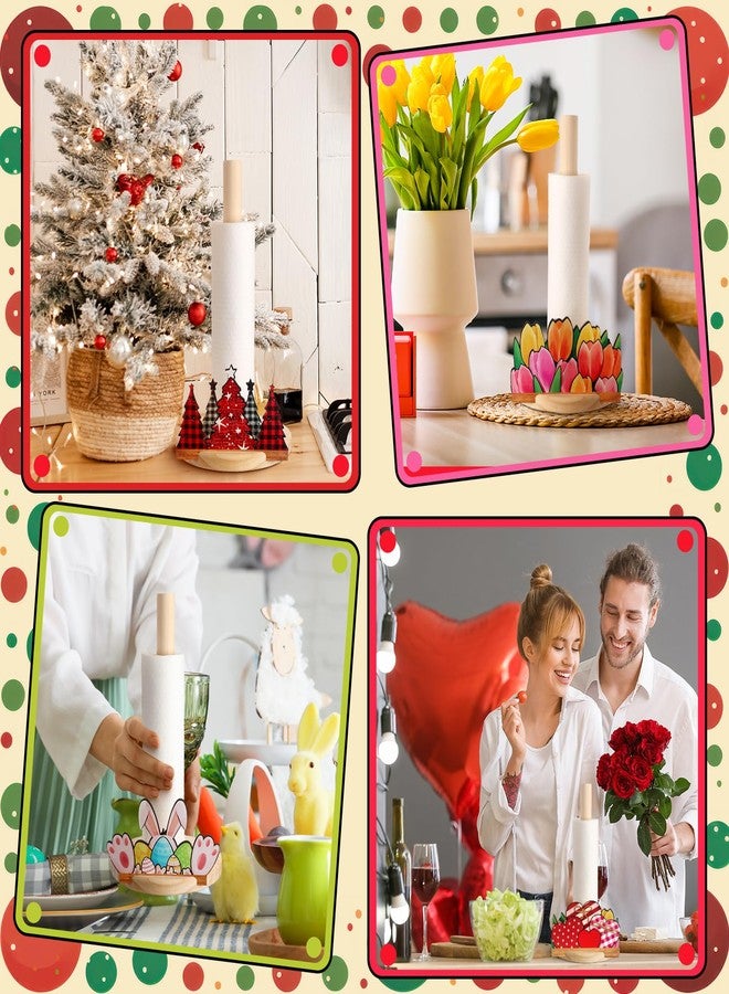 GlikCeil 18 Pcs Interchangeable Paper Towel Holder Christmas Wooden Paper Towel Holder with Interchangeable Sign Xmas Thanksgiving Winter Holiday Centrepieces for Kitchen Home Countertop - Image 5