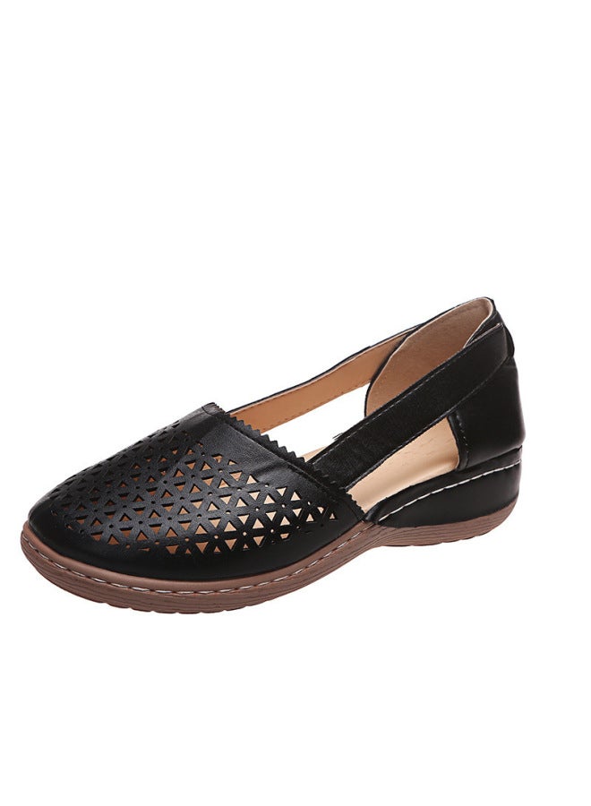 New Women's Shoes European And American Fashion Sandals Women's Closed-toe Hollow-out Large Size 40-43 Wedge Heel Women's Shoes Direct From The Manufacturer
