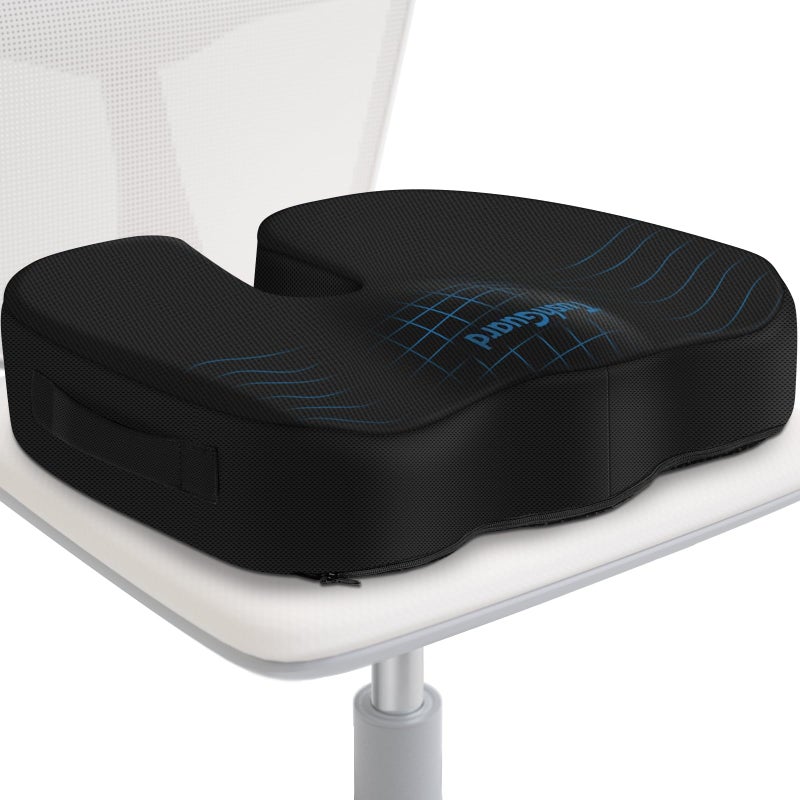 TushGuard Seat Cushion for Office Chair Memory Foam Non-Slip Desk Seat Cushion Back, Coccyx, Sciatica, Tailbone Pain Relief Butt Pillow for Office Chair, Car, Wheelchair, Black - Image 1