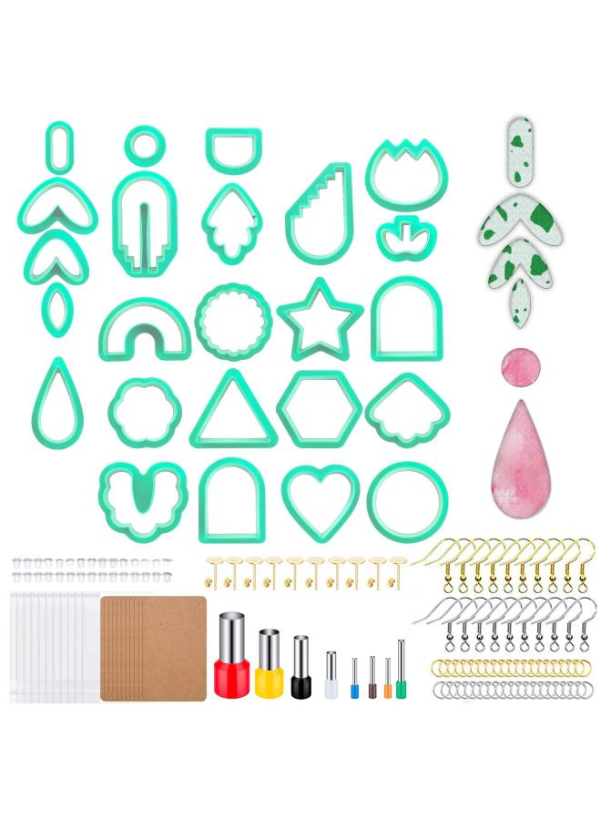 42pcs Polymer Clay Cutter Plastic Earrings Hook Pop Jewelry Diy Mold With Storage Bag