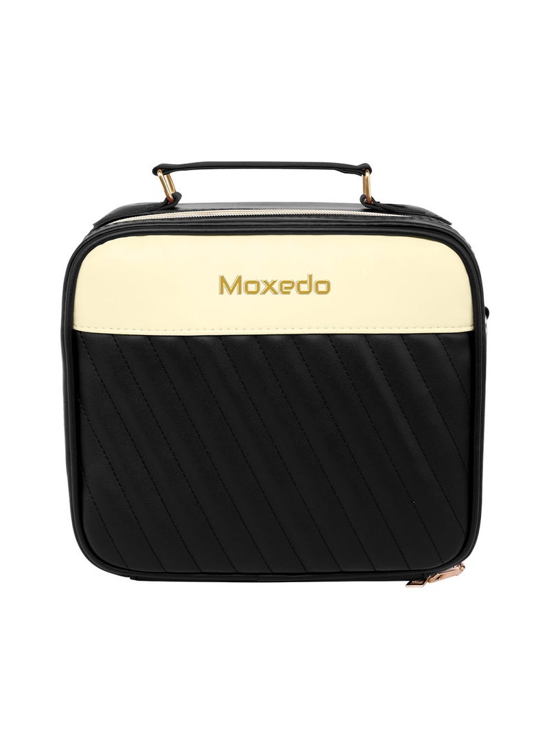 Moxedo حقيبة مكياج محمولة 2 في 1 من موكسيدو مع مرآة إضاءة LED مدمجة ومنظم مكياج بإضاءة 3 ألوان مع مقسم قابل للتعديل وحقيبة تخزين مستحضرات التجميل - Image 1