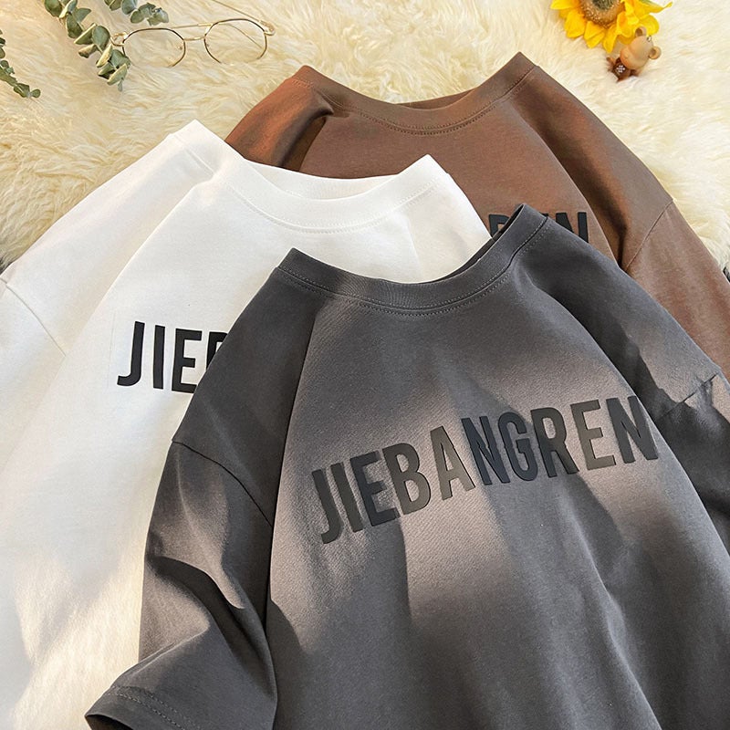 Summer cotton printed short-sleeved T-shirt men's round neck casual all-match Fashion Brand Hong Kong style Japanese sports youth T-shirt - Image 4