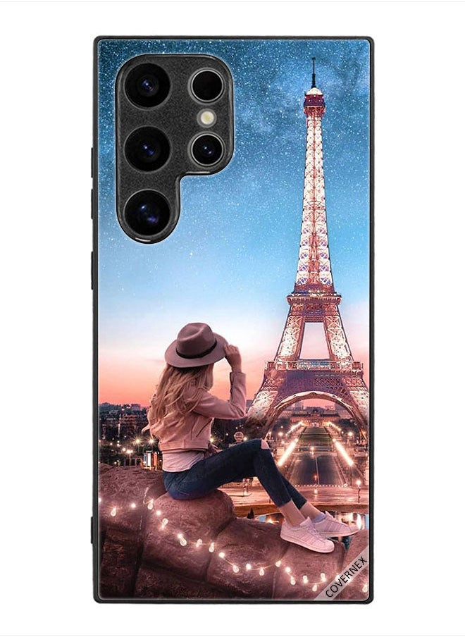 Covernex Protective Case Cover For Samsung Galaxy S24 Ultra Hat Girl & Eiffel Tower  - Image 1