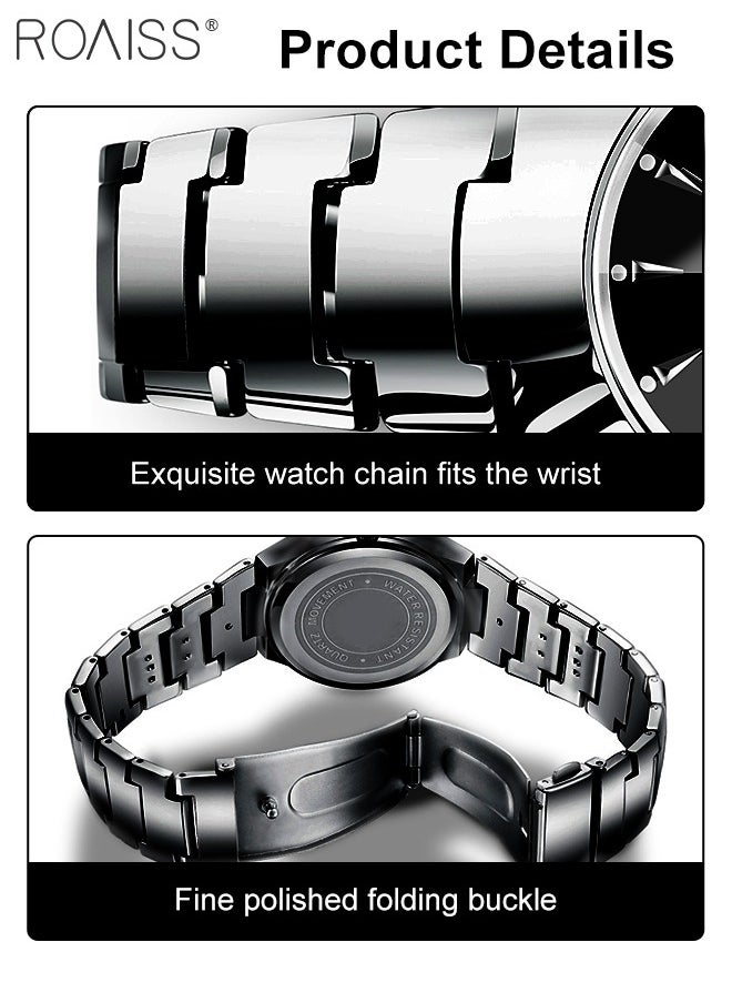 roaiss Stainless Steel Strap Couple Quartz Watch Set, Analog Display Round Dial with Rhinestones Decoration, Luxurious Luminous Waterproof Calendar Watch Gift for Men Women  - Image 5