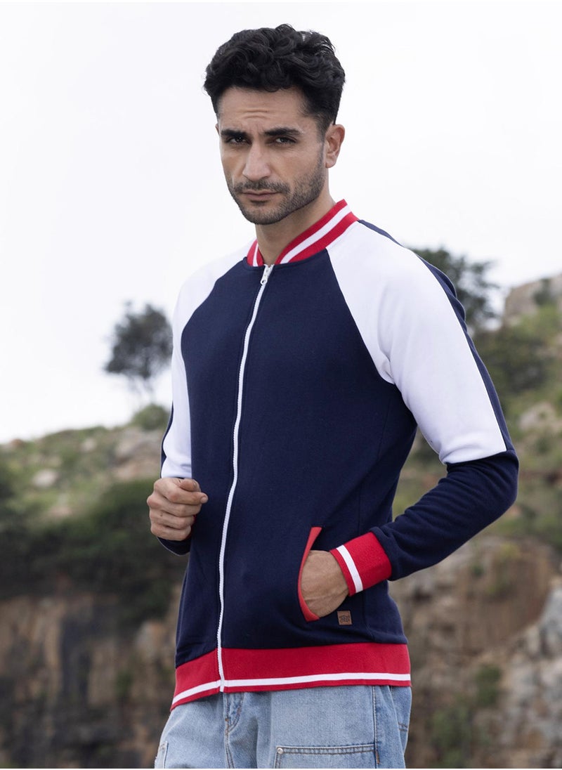 كامبوس سوترا Men's Multicolour Zip-Front Jacket With Raglan Sleeve  - Image 3