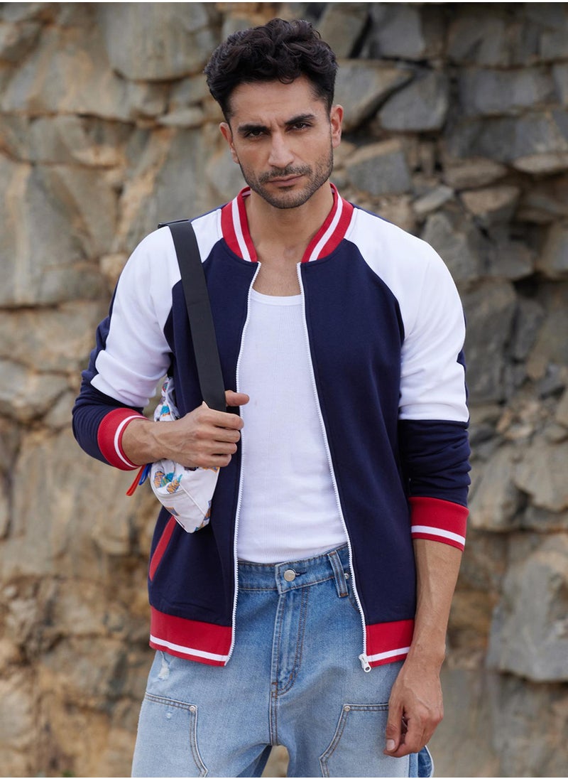 كامبوس سوترا Men's Multicolour Zip-Front Jacket With Raglan Sleeve  - Image 1