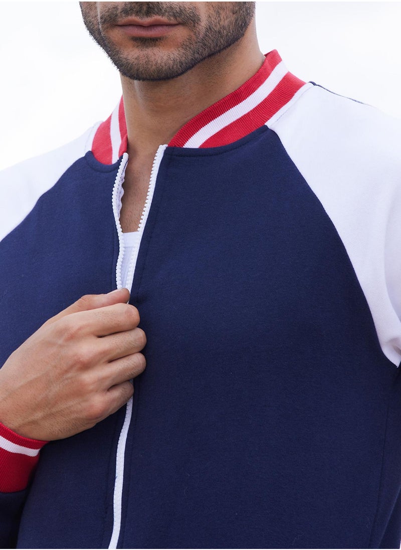 كامبوس سوترا - Men's Multicolour Zip-Front Jacket With Raglan Sleeve - Image 1
