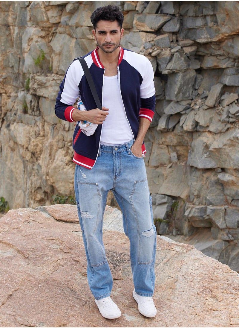 كامبوس سوترا - Men's Multicolour Zip-Front Jacket With Raglan Sleeve - Image 1