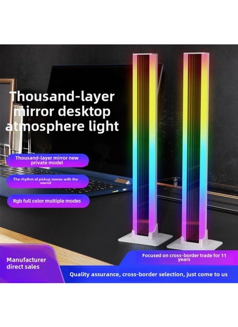 RGB Pickup Atmosphere Light Computer E-sports Hotel Game Desktop Light Home Bar Music Rhythm Pickup Light-Light Color:Symphony Bluetooth White Model-two Usb Interfaces