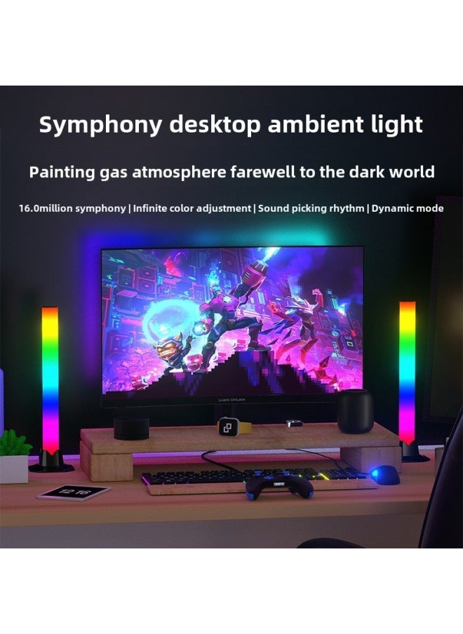 Generic RGB Pickup Atmosphere Light Computer E-sports Hotel Game Desktop Light Home Bar Music Rhythm Pickup Light-Light Color:Symphony Bluetooth White Model-two Usb Interfaces  - Image 3