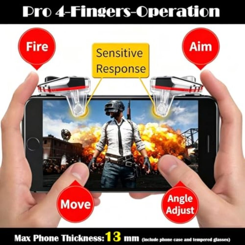 13 in 1 Mobile Gaming Controller Compatible with PUBG/Knives Out/Call of Duty, Cell Phone Game L1R1 Triggers Shooter for iPhone and Android Phones - Image 3
