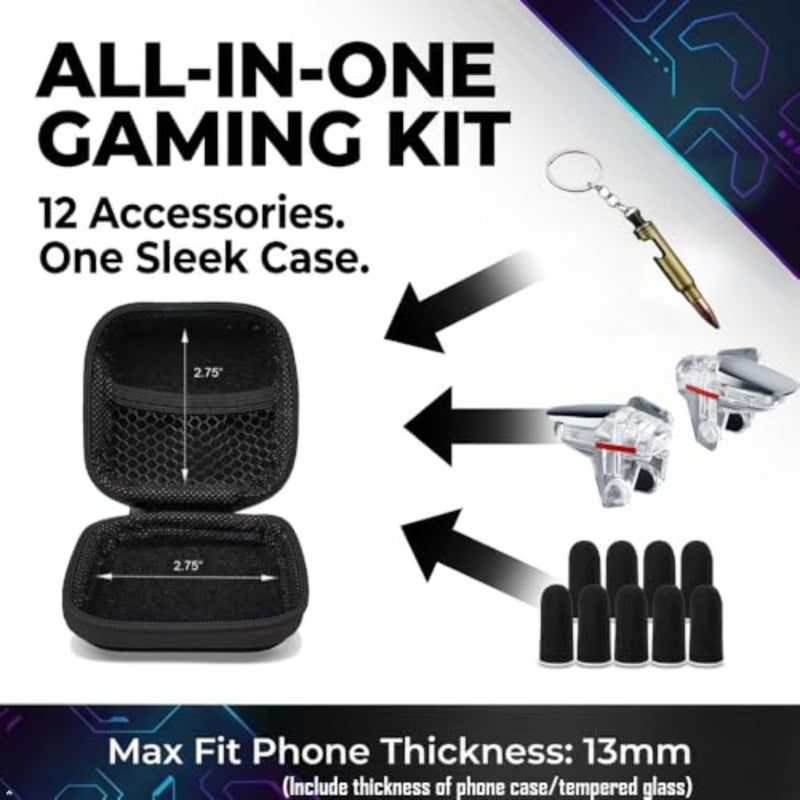 13 in 1 Mobile Gaming Controller Compatible with PUBG/Knives Out/Call of Duty, Cell Phone Game L1R1 Triggers Shooter for iPhone and Android Phones - Image 2