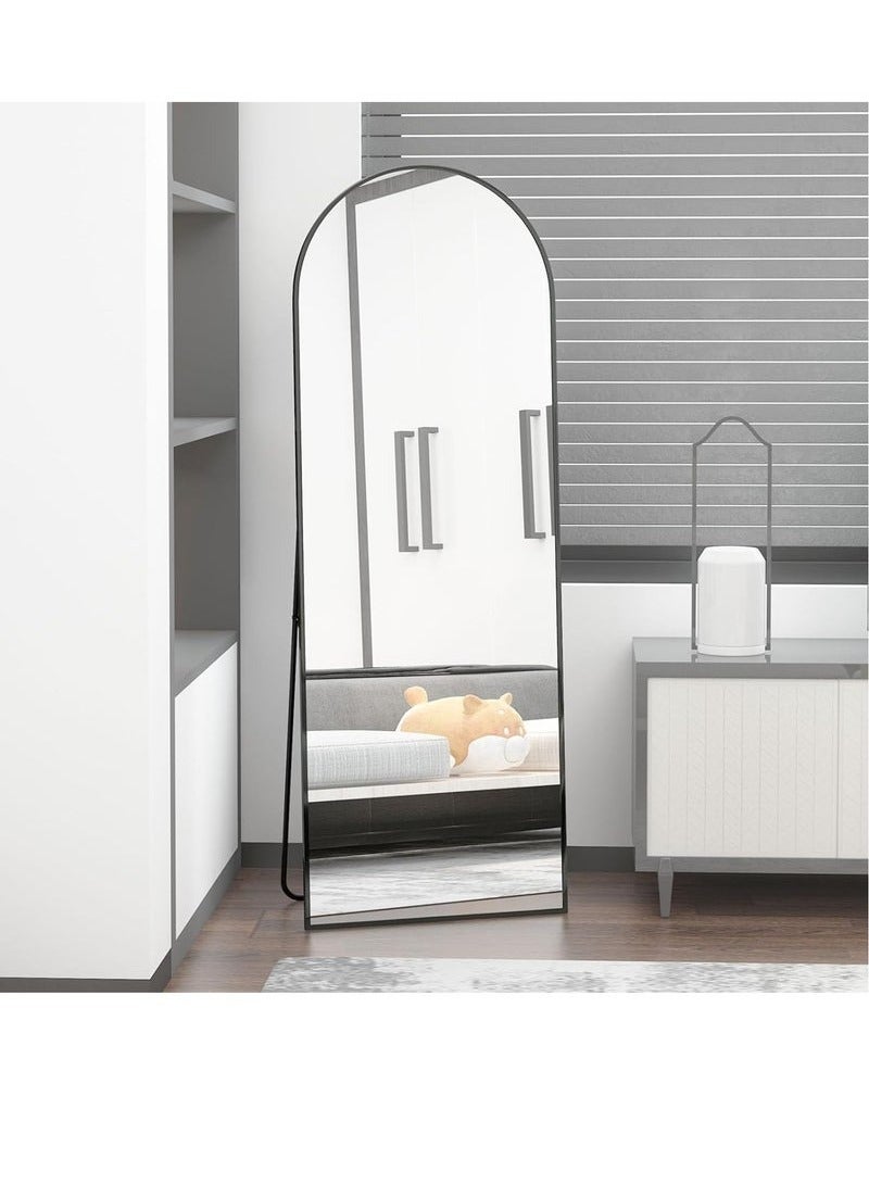 باور مرآة مقوسة بطول كامل 165 سم - 50 سم، مرآة مثبتة على الأرض، مرآة عمودية فريدة من نوعها، لغرفة المعيشة، غرفة النوم، المدخل، والحمام (فضي) - Image 3