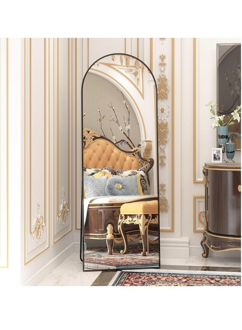 باور مرآة مقوسة بطول كامل 165 سم - 50 سم، مرآة مثبتة على الأرض، مرآة عمودية فريدة من نوعها، لغرفة المعيشة، غرفة النوم، المدخل، والحمام (فضي) - Image 4