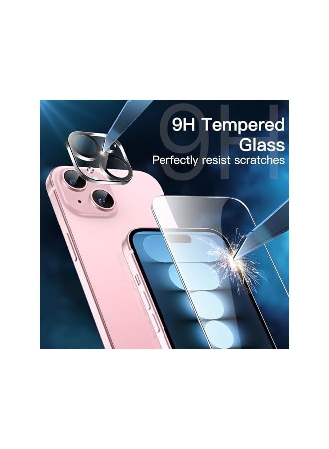 جي تيك واقي شاشة JETech لهاتف iPhone 15 مقاس 6.1 بوصة مع واقي عدسة الكاميرا، أداة سهلة التركيب، طبقة من الزجاج المقسى، شفاف عالي الدقة، عبوتان لكل منهما - Image 4