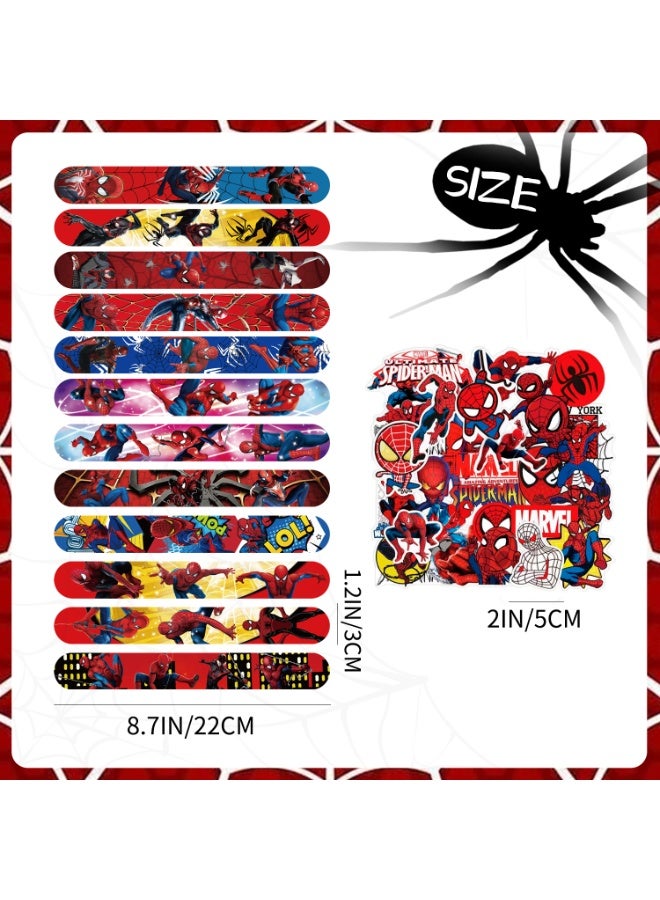 إيلوفهابرتي 90 قطعة من هدايا حفلة سبايدرمان، 40 قطعة من الأساور المطاطية و50 قطعة من ملصقات سبايدرمان للأطفال - هدايا حفلة على شكل أبطال خارقين لمستلزمات حفلة عيد ميلاد سبايدرمان - Image 3