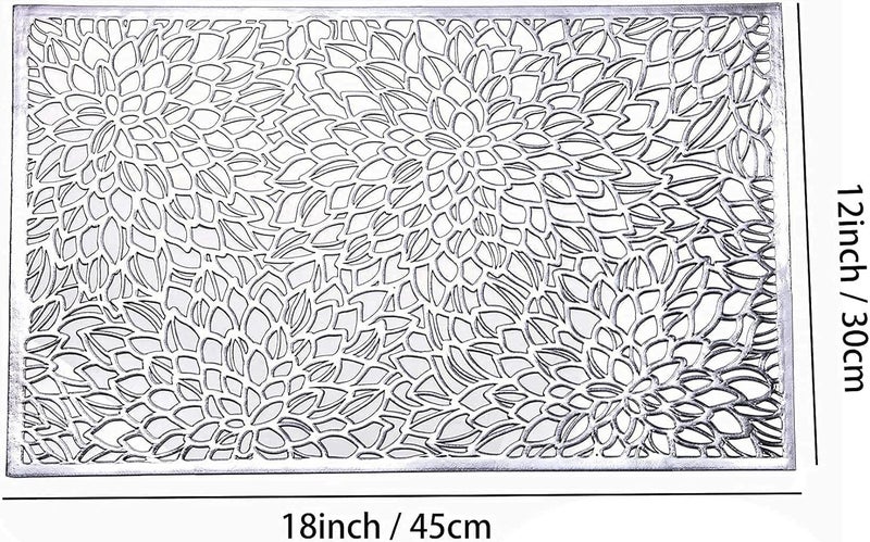 Feyarl Metallic Vinyl Rectangle Placemats Slip Heat Resistant Laminated Plastic Morden Dining Table Textured Shimmer Table Mats Kitchen Home Decor 4-Pieces ï¼ˆ12x18 inches - Image 2