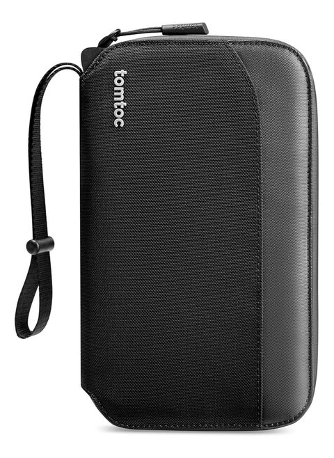 Navigator-T03 Passport Holder Family with RFID Blocking, Passport Wallet Women Men, with Airtag & Sim Card Holder and Eject Pin, Travel Document Organizer with Wrist Strap, Up to 4 Passports, Water-resistant