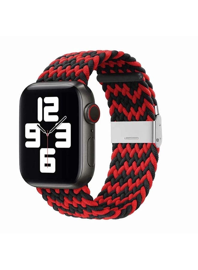 Loquat Adjustable Braided Solo Loop Band For Apple Watch Series 6/SE/5/4/3/2/1 Black/Red - Image 2