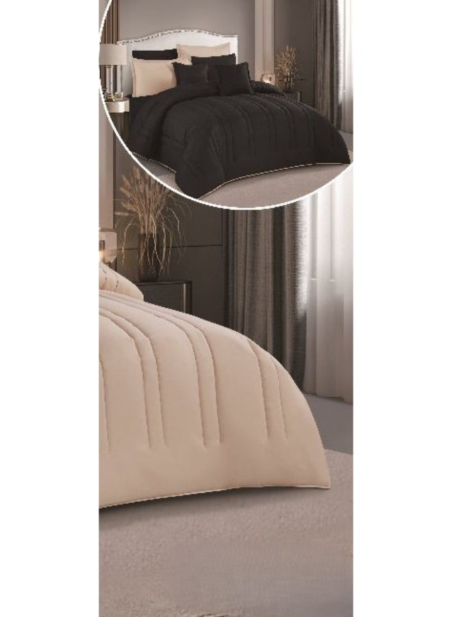 ريد روز طقم لحاف مفرش سرير نفرين  فندقي ذو طابع وجهين ليضيف الجمال الى ديكور غرفتك ، مايكروفايبر، 8 قطع مقاس اللحاف 260x240 سم - Image 4