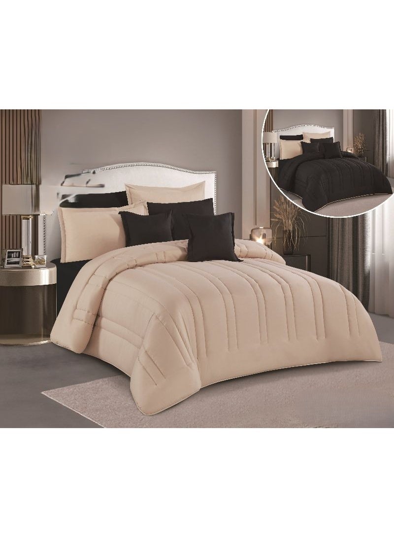 ريد روز طقم لحاف مفرش سرير نفرين  فندقي ذو طابع وجهين ليضيف الجمال الى ديكور غرفتك ، مايكروفايبر، 8 قطع مقاس اللحاف 260x240 سم - Image 1