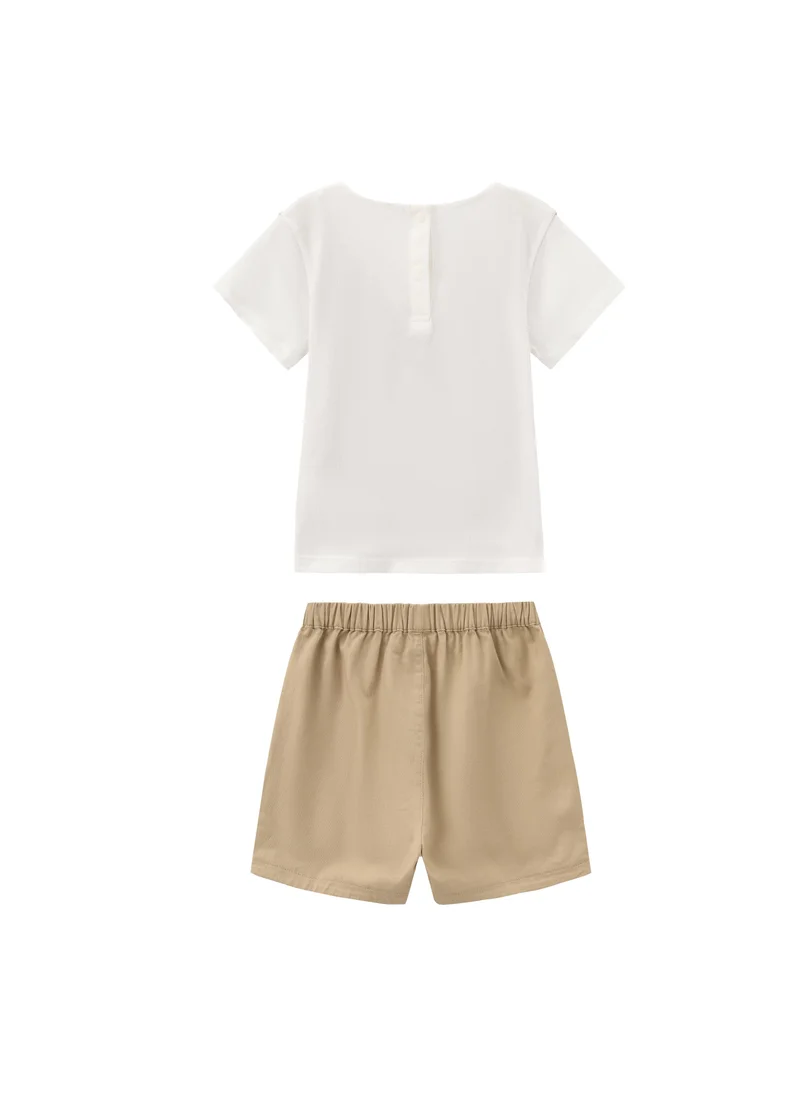 Balabala Beige/White Baby Boys Knit short sleeve suit for Men | Best Price UAE