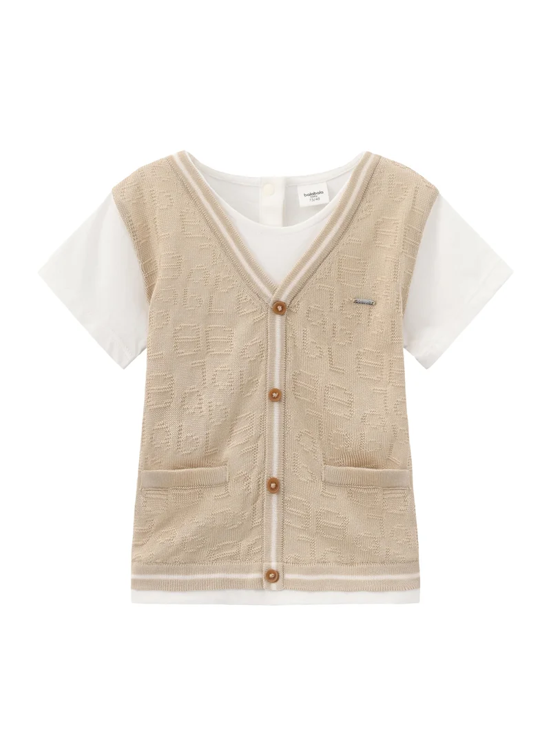 Balabala Beige/White Baby Boys Knit short sleeve suit for Men | Best Price UAE