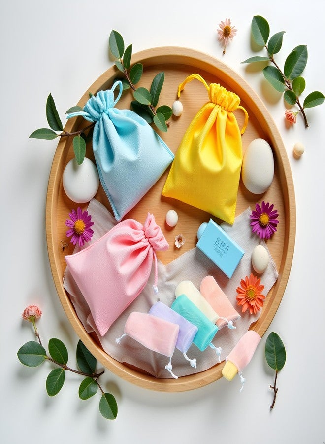 Cauaoa 6PCS Multicolor Exfoliating Mesh Soap Pouch Bubble Foam Net Bag for Shower Saver Pouch Drawstring Foaming Net Soap Bag for Body Facial Cleaning Tool, 5 Colors Easy to Store Used Repeatedly,Cleansers - Image 4