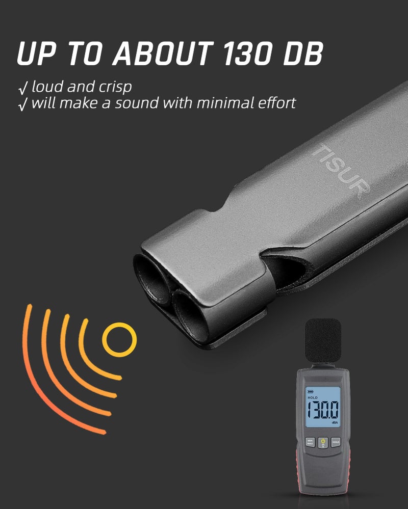 TISUR صفارات الطوارئ العالية من TISUR، 125db+ صفارة أمان لحارس الإنقاذ مع سلسلة مفاتيح للنجاة، للتخييم والمشي مع الكلاب (تيتانيوم (1-عبوة)) - Image 3