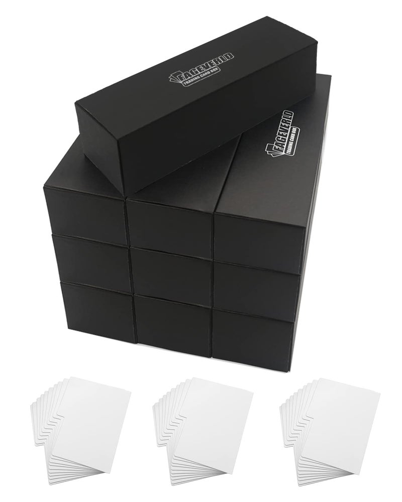 Fageverld Trading Card Storage Box with Dividers, 10 Count Cardboard Collector Boxes for Sports Baseball Mtg, Black - Image 1
