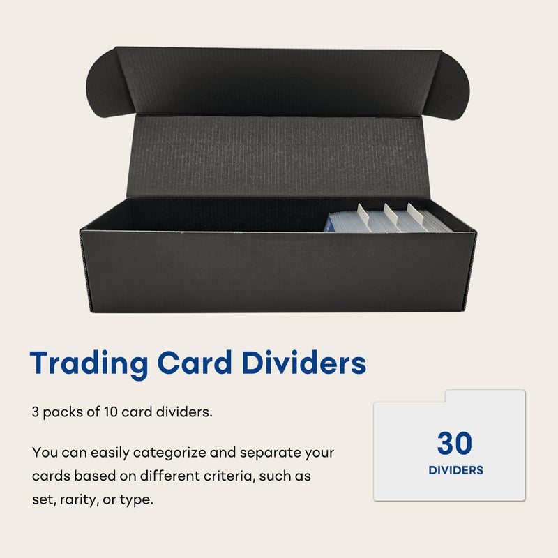 Fageverld Trading Card Storage Box with Dividers, 10 Count Cardboard Collector Boxes for Sports Baseball Mtg, Black - Image 4